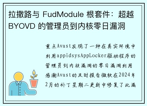 拉撒路与 FudModule 根套件：超越 BYOVD 的管理员到内核零日漏洞 